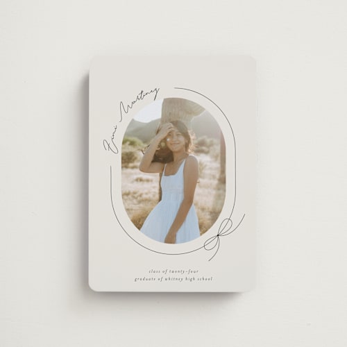 This is a latte graduation announcements with standard by Blustery August called etna printing on magnet paper in magnet