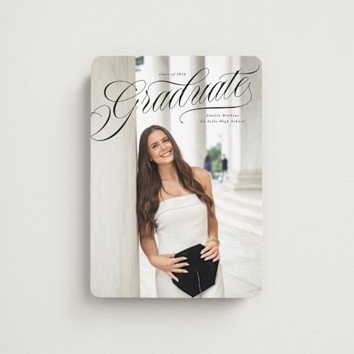 This is a ink graduation announcements with standard by Tamara Hilje called nostalgia printing on magnet paper in magnet