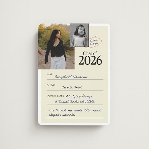 This is a ink graduation announcements with standard by Helena Vitto called grad file printing on magnet paper in magnet