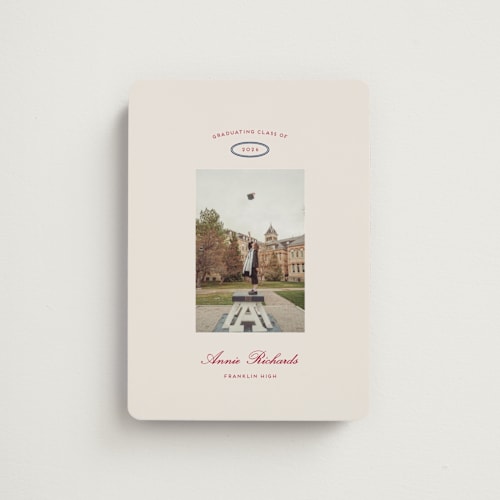 This is a sand graduation announcements with standard by Rachel Cassel called the single photo printing on magnet paper in magnet