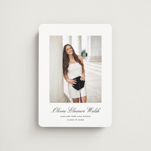 This is a ink graduation announcements with standard by Megan Davis called cecilie printing on magnet paper in magnet