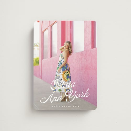 This is a diamond graduation announcements with standard by Julie Ley called modern retro printing on magnet paper in magnet