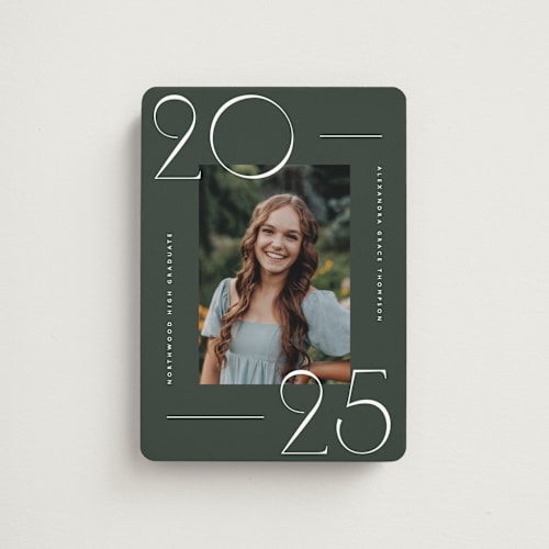 This is a ivy graduation announcements with standard by Kelly Schmidt called numbered printing on magnet paper in magnet