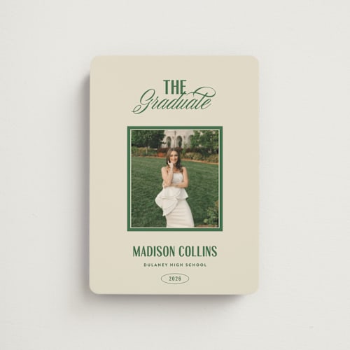 This is a butter graduation announcements with standard by Erin L. Wilson called the headliner printing on magnet paper in magnet