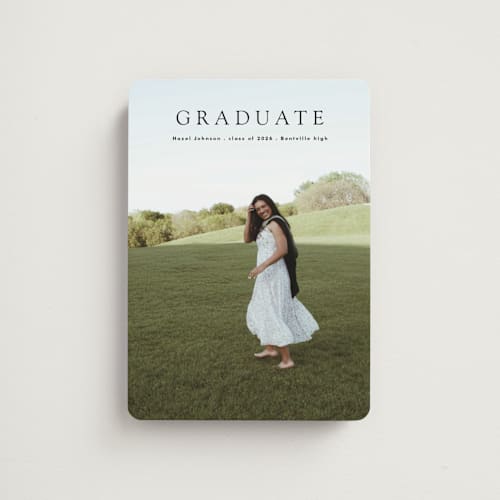 This is a pepper graduation announcements with standard by Bryanna Mehner called minimalism printing on magnet paper in magnet