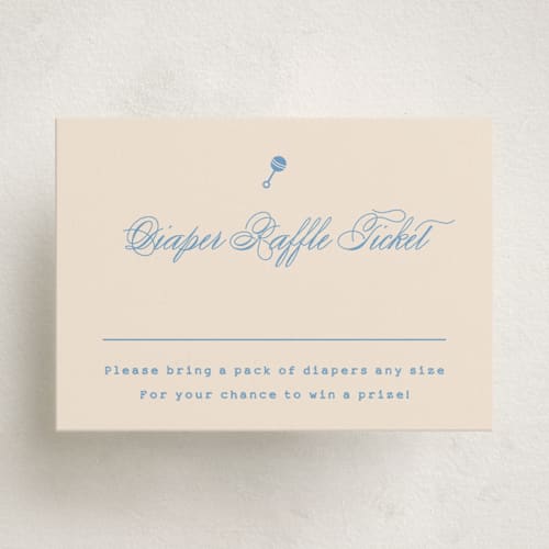 This is a powder blue baby shower insert cards with standard by Carolyn MacLaren called classic start printing on signature in standard