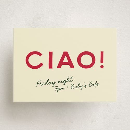 This is a pizzeria enclosure cards with standard by Ani Somi called trattoria printing on signature in mini