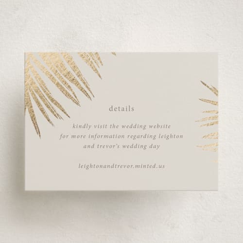 This is a sand enclosure cards with foil pressed by Melinda Denison called gilded palm printing on signature in mini