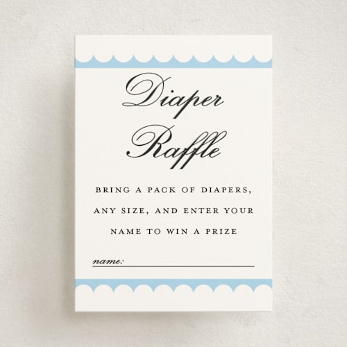 This is a sky baby shower insert cards with standard by Catherine Culvenor called sweetly scalloped printing on signature in standard