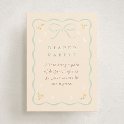This is a seafoam baby shower insert cards with standard by Jennifer Wick called petite corners printing on signature in standard