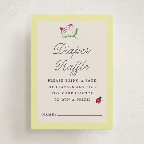 This is a citrus baby shower insert cards with standard by Pati Cascino called blooming garden printing on signature in standard