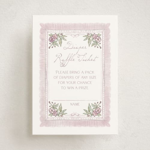 This is a heather baby shower insert cards with standard by Jenna Holcomb called baby in bloom. printing on signature in standard