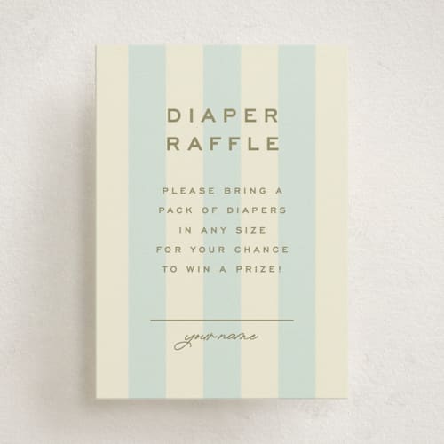 This is a baby blue baby shower insert cards with standard by Ellen Schlegelmilch called oh boy printing on signature in standard