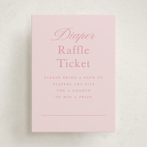 This is a blush baby shower insert cards with standard by Teju Reval called baby toile printing on signature in standard
