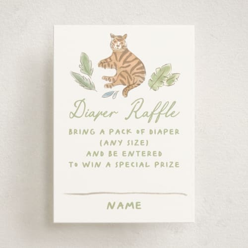 This is a jungle baby shower insert cards with standard by Creo Study called a wild one printing on signature in standard