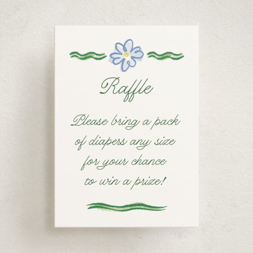 This is a garden baby shower insert cards with standard by Pati Cascino called dilleto printing on signature in standard