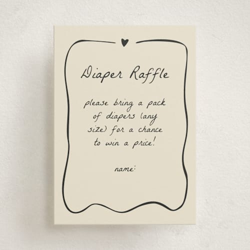 This is a ivory baby shower insert cards with standard by Stephanie Heinrich Godbout called doodle sip and see printing on signature in standard