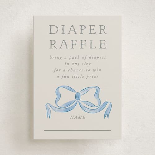This is a baby blues baby shower insert cards with standard by Lehan Veenker called vintage bow printing on signature in standard