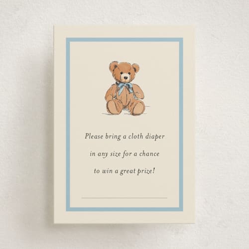 This is a frost baby shower insert cards with standard by Becky Nimoy called antique teddy bear printing on signature in standard