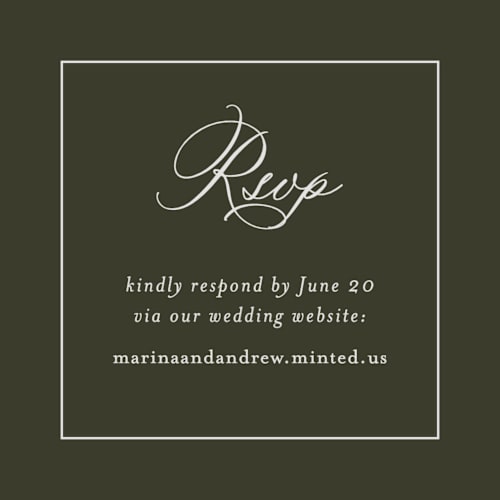 This is a deep olive enclosure cards with standard by Nicole Walsh called refined printing on signature in mini