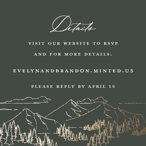 This is a hunter enclosure cards with foil pressed by Sarah Brown called peaks printing on signature in mini