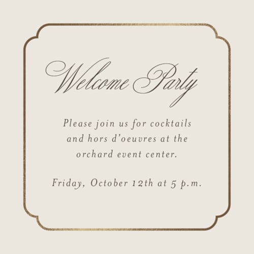 This is a cognac enclosure cards with foil pressed by Emily Betts called arch frame printing on signature in mini