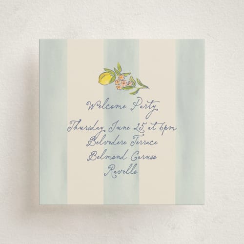 This is a aqua enclosure cards with standard by Chris Griffith called amalfi coast wedding printing on signature in mini