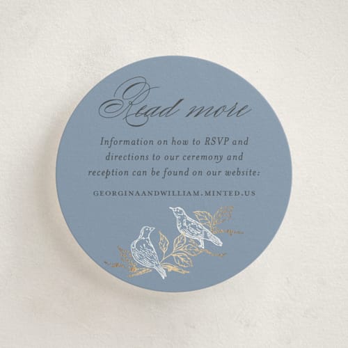 This is a cornflower enclosure cards with foil pressed by Grae called meet me in the garden printing on signature in mini