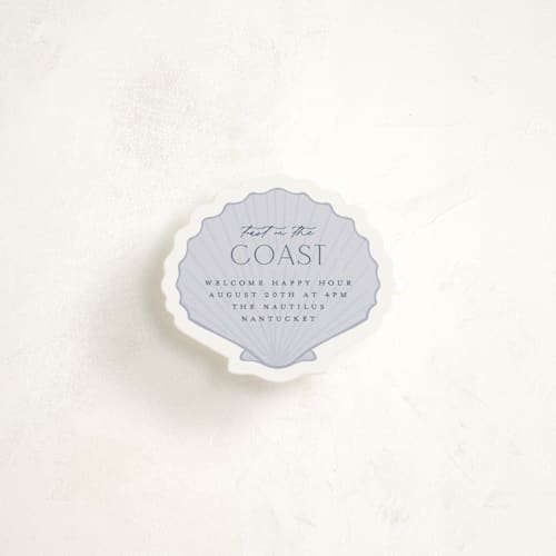 This is a periwinkle enclosure cards with standard by Jenna Holcomb called coastal toile printing on signature in mini
