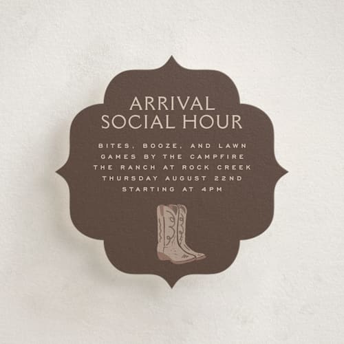 This is a leather enclosure cards with standard by Jenna Holcomb called mountain ranch toile printing on signature in mini