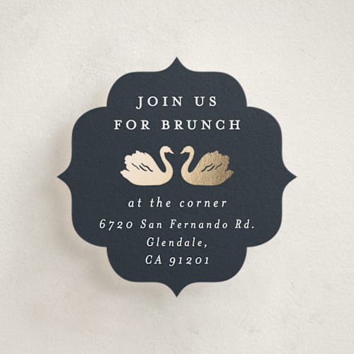 This is a lakes enclosure cards with foil pressed by Sarah Knight called swan song printing on signature in mini