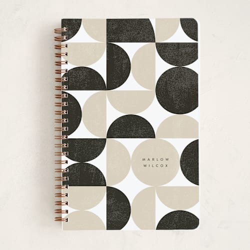 This is a natural journals with standard by Kelly Schmidt called geometric curves printing on premium cover stock in notebook