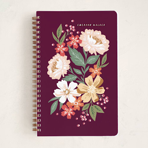 This is a plum jam journals with standard by Alethea and Ruth called gathered bouquet printing on premium cover stock in notebook