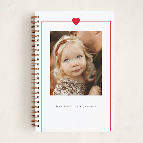 This is a cherry journals with standard by AK Graphics called simple heart printing on premium cover stock in notebook