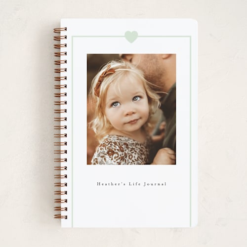 This is a mint journals with standard by AK Graphics called simple heart printing on premium cover stock in notebook