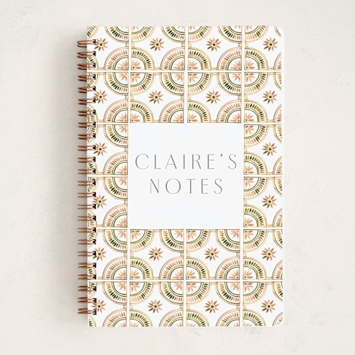 This is a creamsicle journals with standard by Katharine Watson called watercolor tile printing on premium cover stock in notebook