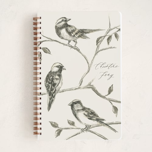 This is a buttercream journals with standard by Teju Reval called birds printing on premium cover stock in notebook