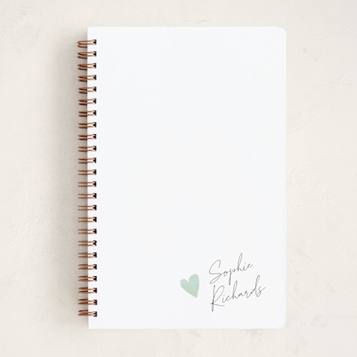 This is a seafoam journals with standard by Adelyn T. called signed heart printing on premium cover stock in notebook