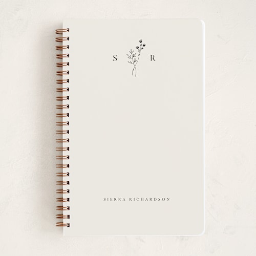This is a linen journals with standard by Kelly Schmidt called botanical monogram printing on premium cover stock in notebook