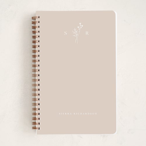This is a champagne journals with standard by Kelly Schmidt called botanical monogram printing on premium cover stock in notebook