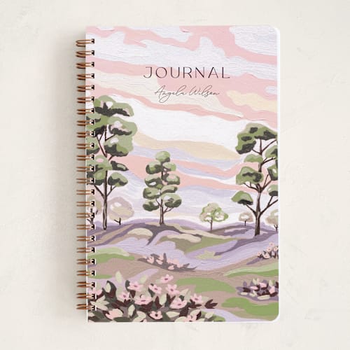 This is a early morning journals with standard by Paper Sun Studio called green valley printing on premium cover stock in notebook