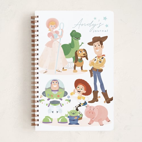 This is a turquoise journals with standard by Sabrin Deirani called disney and pixar's toy story friendship printing on premium cover stock in notebook