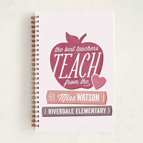 This is a rouge journals with standard by Jessie Steury called teach from the heart printing on premium cover stock in notebook