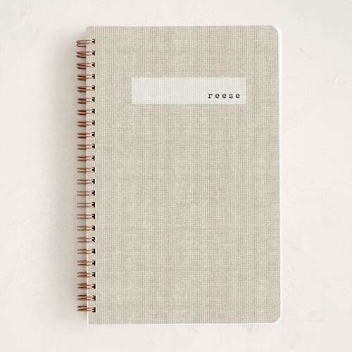 This is a beige journals with standard by Susan Brown called minimal linen printing on premium cover stock in notebook
