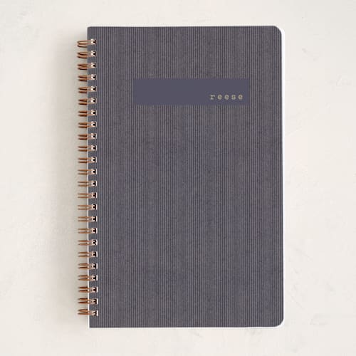 This is a midnight journals with standard by Susan Brown called minimal linen printing on premium cover stock in notebook