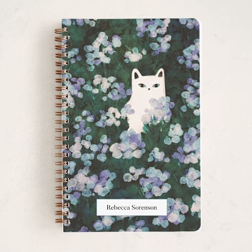 This is a aster journals with standard by Sabrina Excene called flower meadow cat printing on premium cover stock in notebook