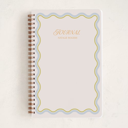 This is a lemongrass journals with standard by Everett Paper Goods called squiggled printing on premium cover stock in notebook