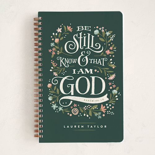 This is a seaweed journals with standard by Jennifer Wick called be still i printing on premium cover stock in notebook