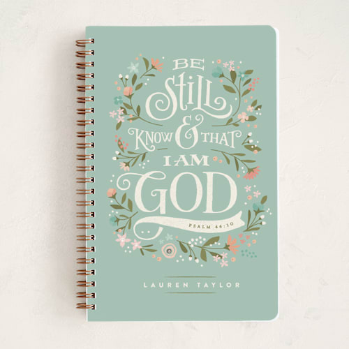 This is a neptune journals with standard by Jennifer Wick called be still i printing on premium cover stock in notebook
