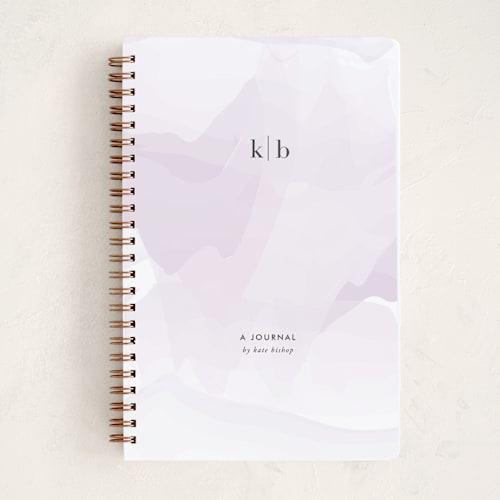 This is a lavender journals with standard by Jennifer Postorino called initials printing on premium cover stock in notebook